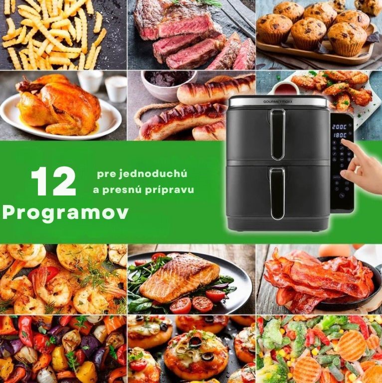 GourmetMaxx Vertikálna teplovzdušná fritéza s dvojitou komorou a bočným displejom FryUp 10 l 15305 (3)